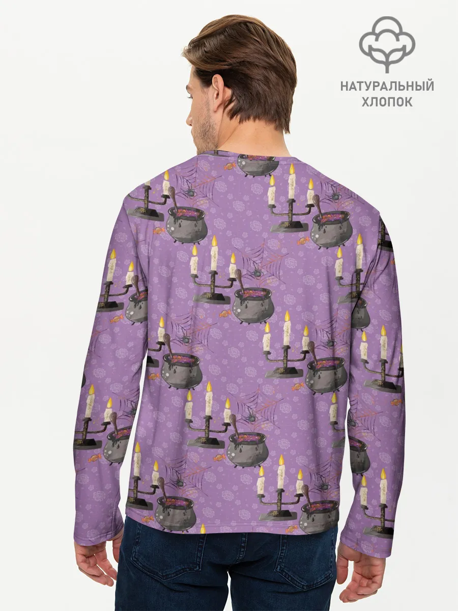 Мужской лонгслив базовый / Хэллоуин Свечи