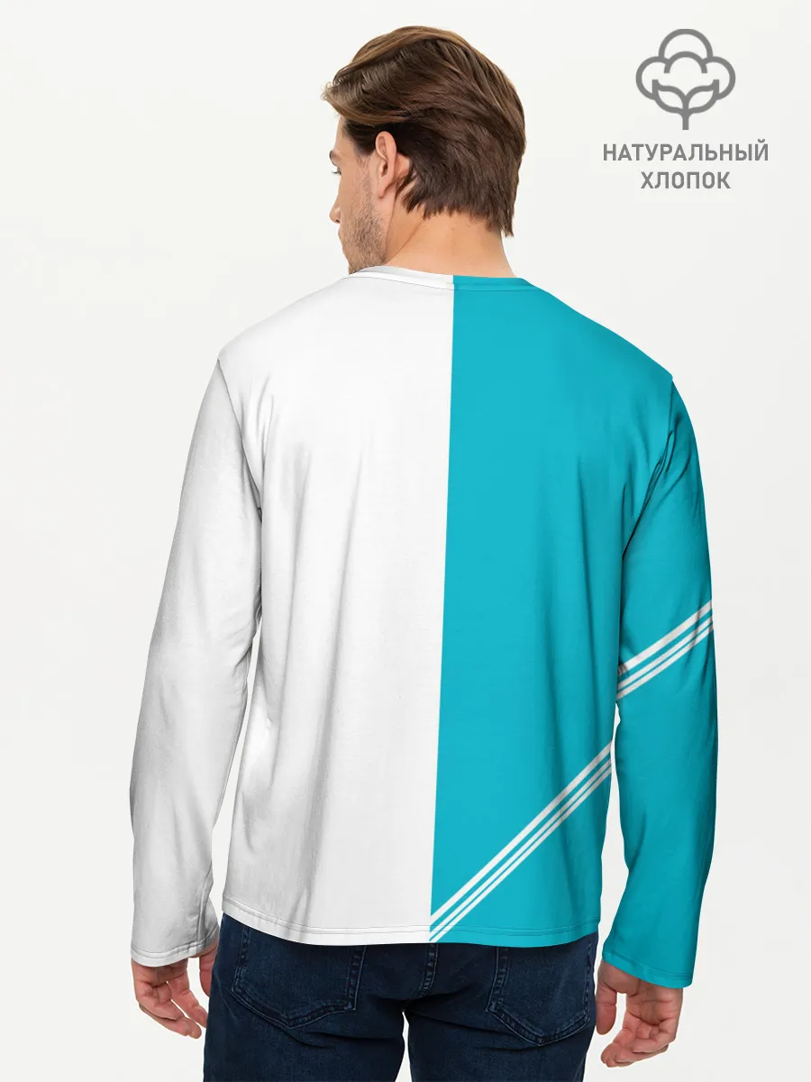 Мужской лонгслив базовый / Годжо Сатору бирюзовый Магическая битва