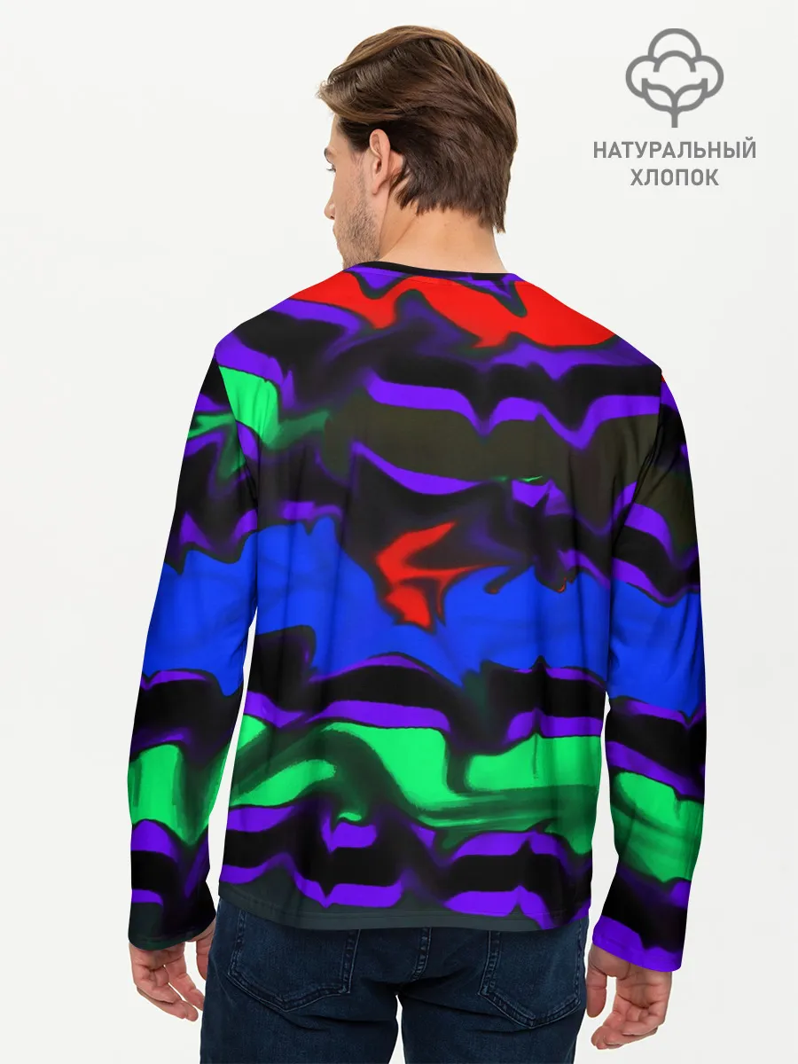 Мужской лонгслив базовый / Абстрактный узор цветных оттенков