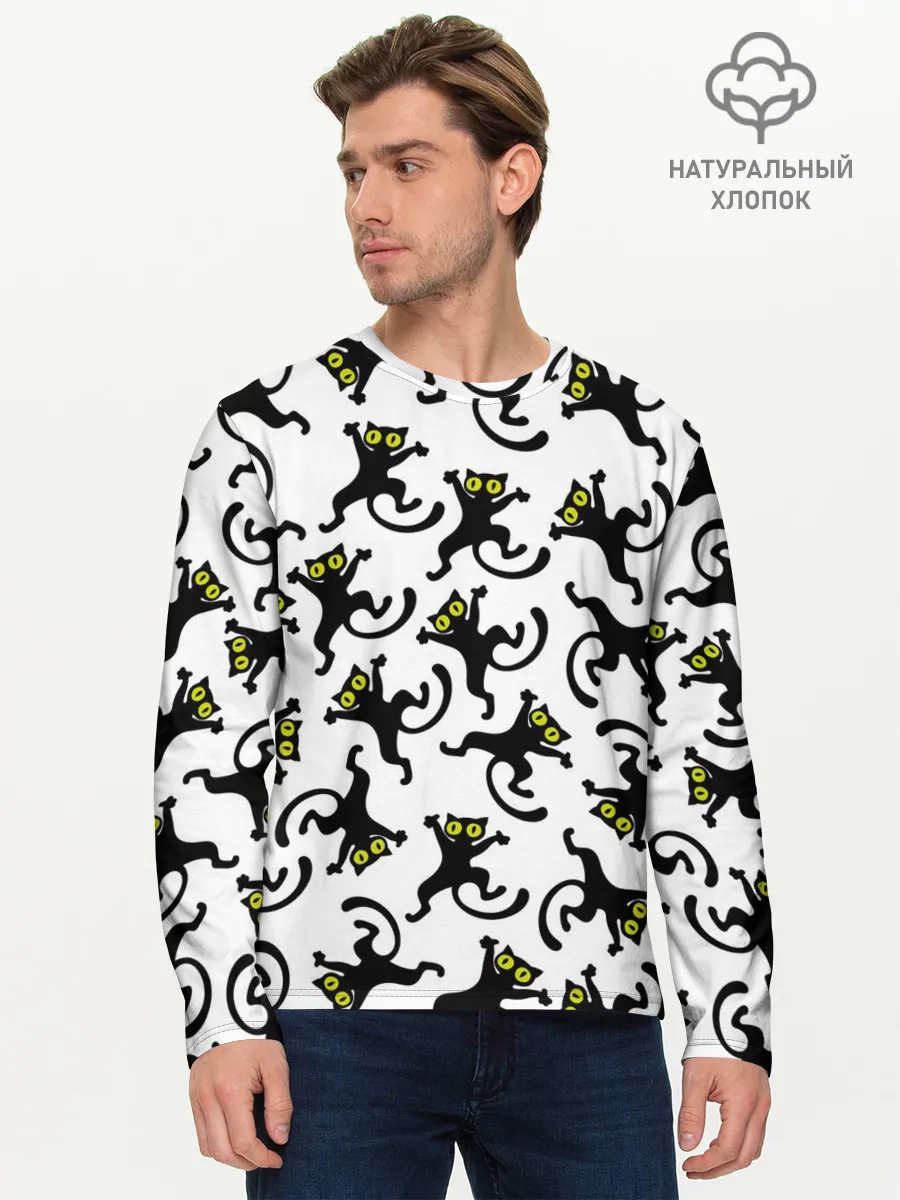 Мужской лонгслив базовый / Танец котов