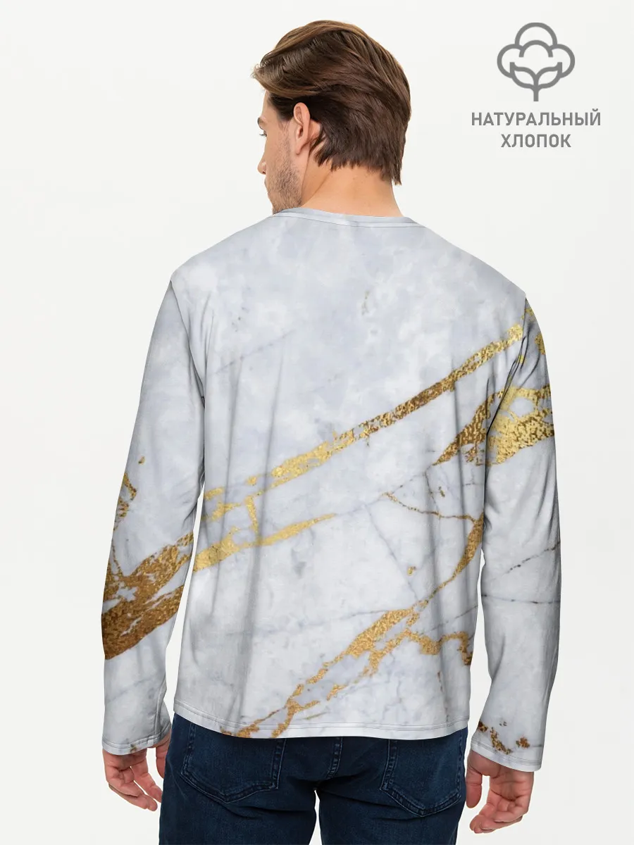 Мужской лонгслив базовый / Золото на белом