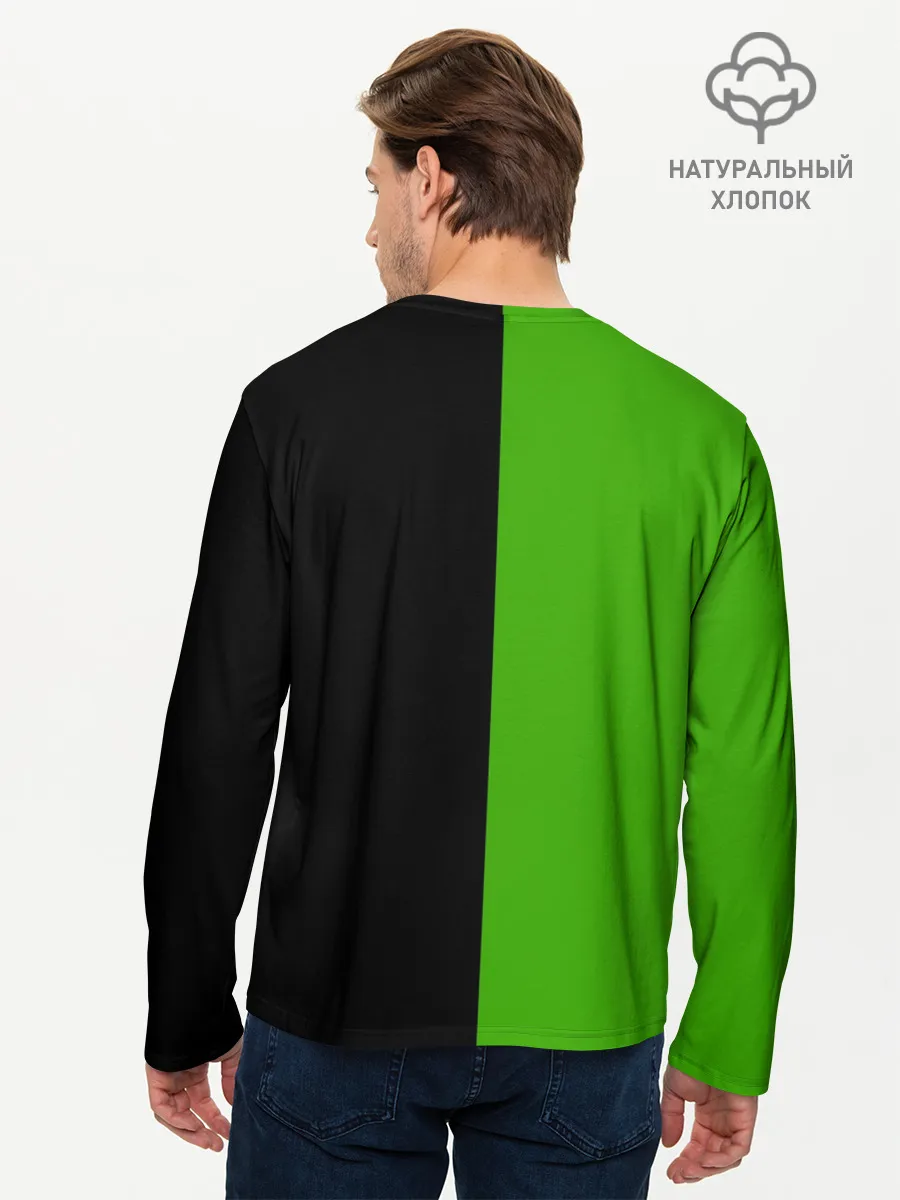 Мужской лонгслив базовый / SKODA черно-зеленый