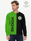 Мужской лонгслив базовый / SKODA черно-зеленый