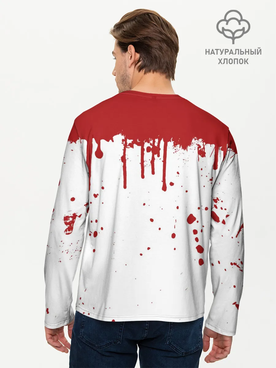 Мужской лонгслив базовый / ИГРА В КАЛЬМАРА ПЕРСОНАЖ 001 КРОВЬ