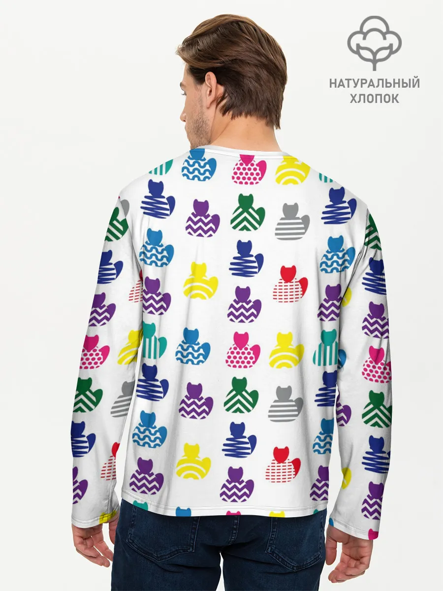 Мужской лонгслив базовый / Узор из котов