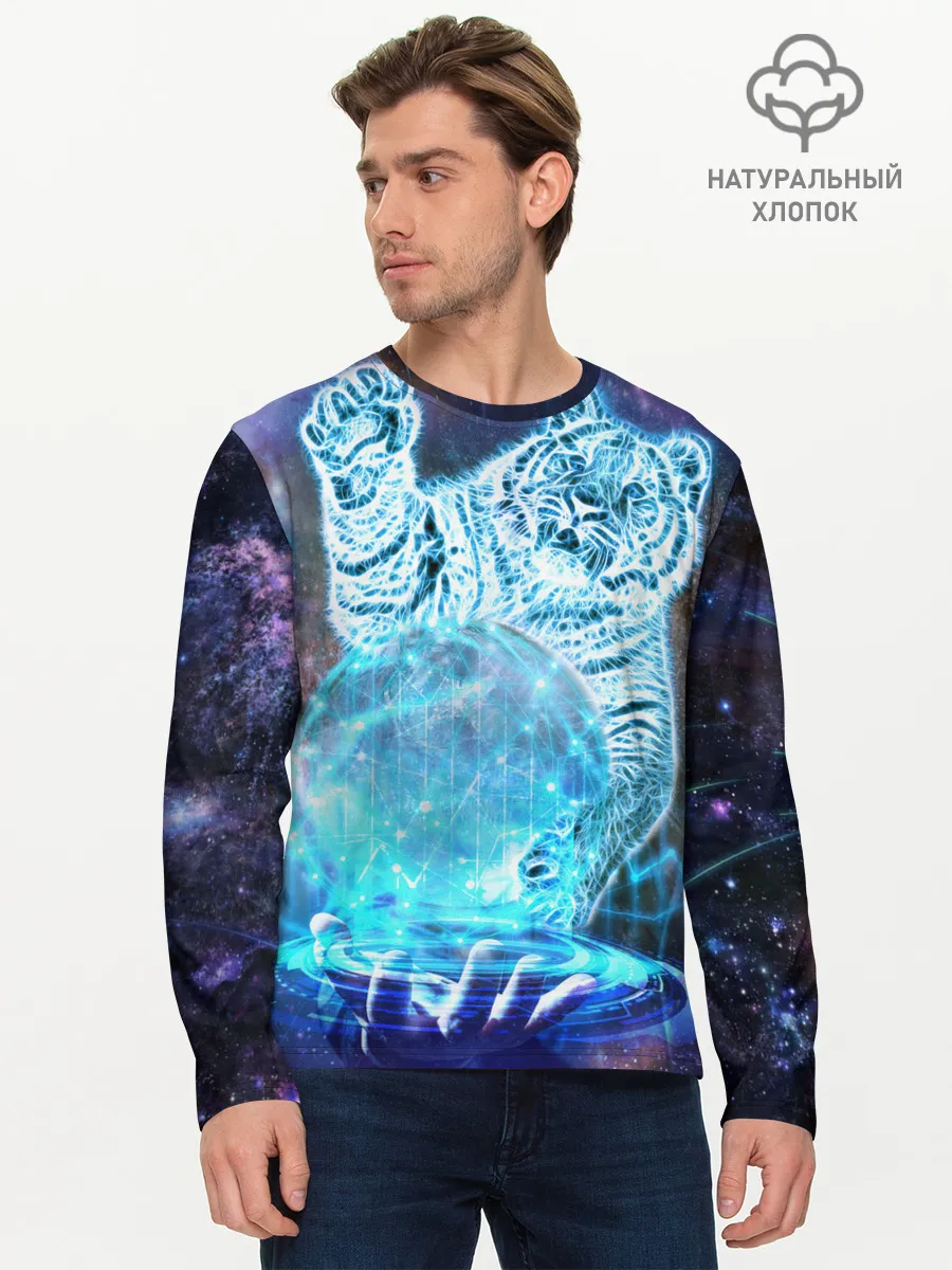 Мужской лонгслив базовый / Звездный тигр