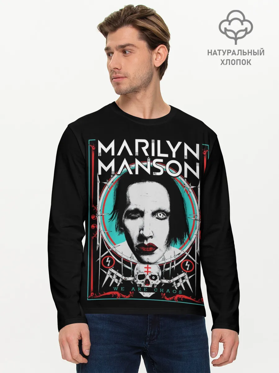 Мужской лонгслив базовый / Marilyn Manson - We are chaos