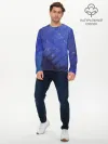Мужской лонгслив базовый / Синие акварельные мазки