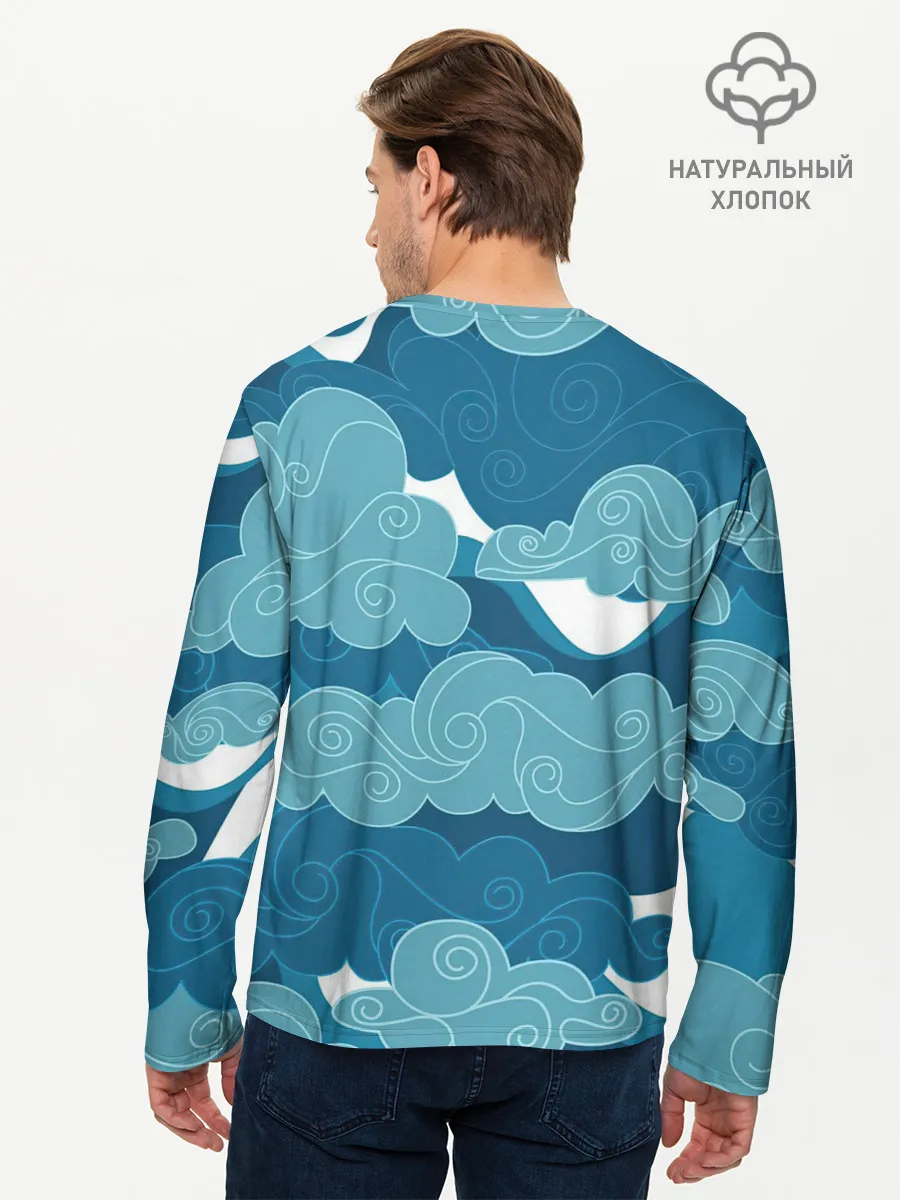 Мужской лонгслив базовый / Облака Греции