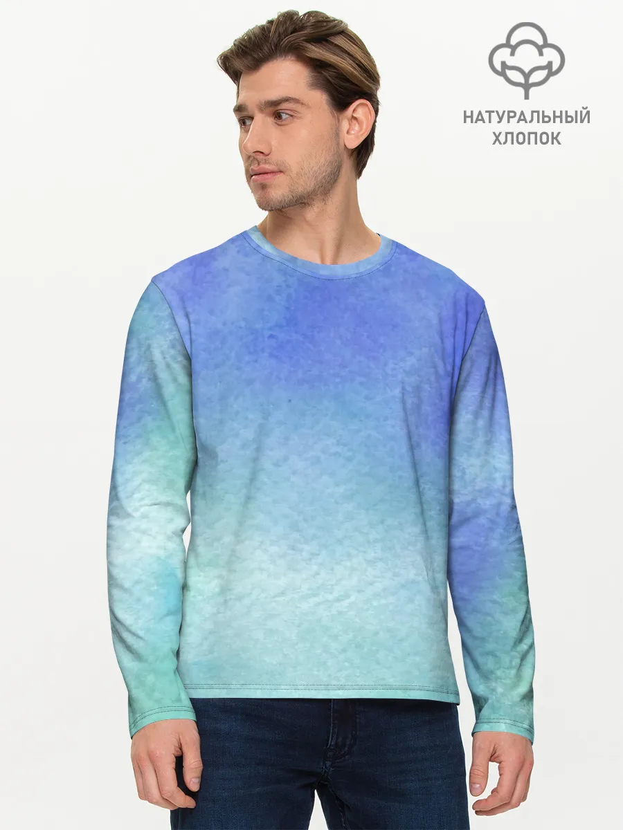 Мужской лонгслив базовый / Небесная синева