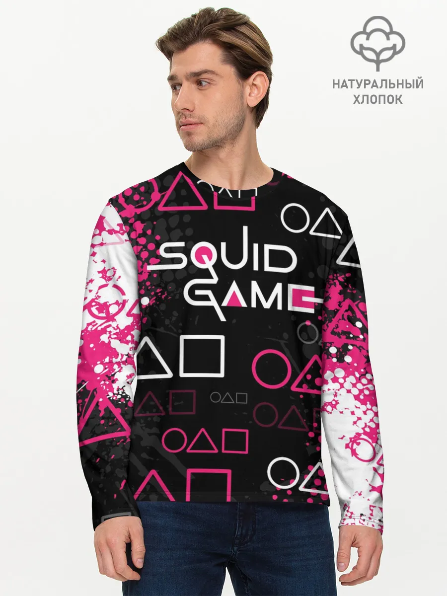 Мужской лонгслив базовый / ИГРА В КАЛЬМАРА / ГРАНЖ ЛОГО