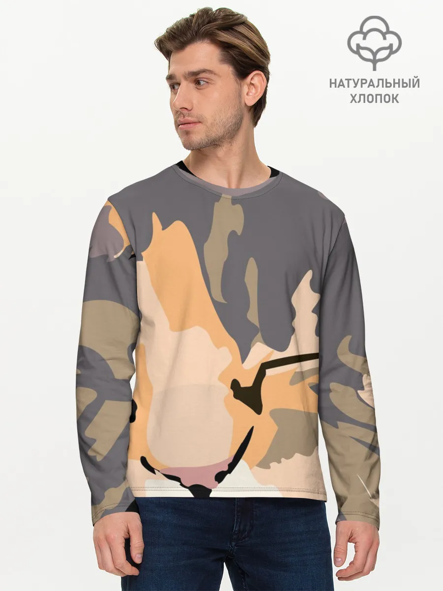 Мужской лонгслив базовый / Камуфляжный кот