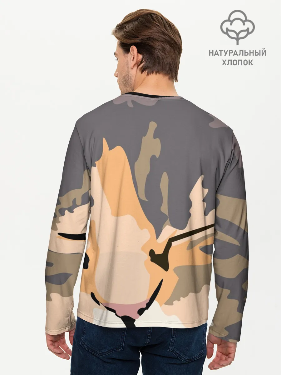 Мужской лонгслив базовый / Камуфляжный кот