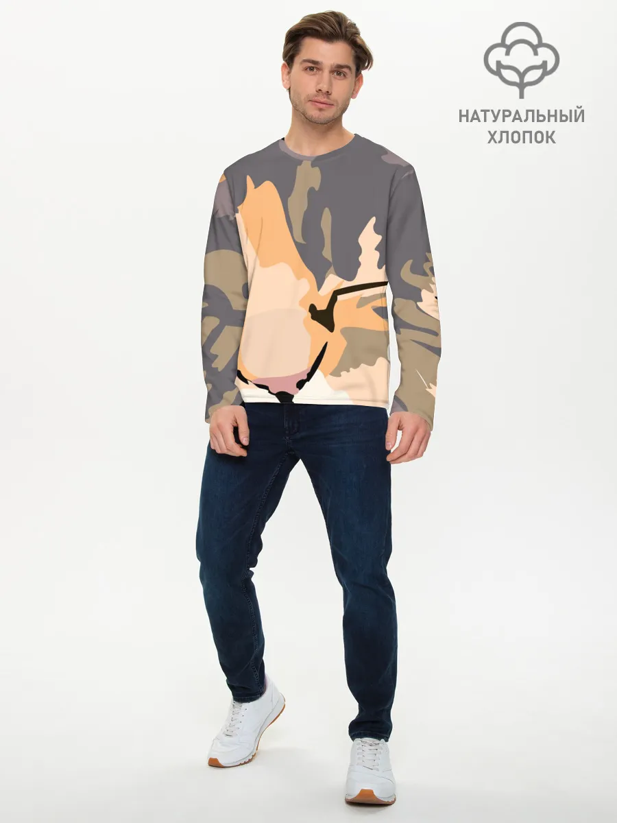 Мужской лонгслив базовый / Камуфляжный кот