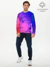 Мужской лонгслив базовый / Абстрактный пурпурно-синий