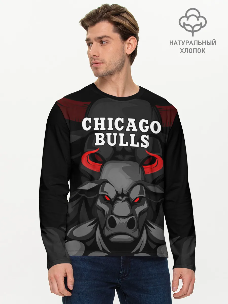 Мужской лонгслив базовый / CHICAGO BULLS ЯРОСТНЫЙ БЫК