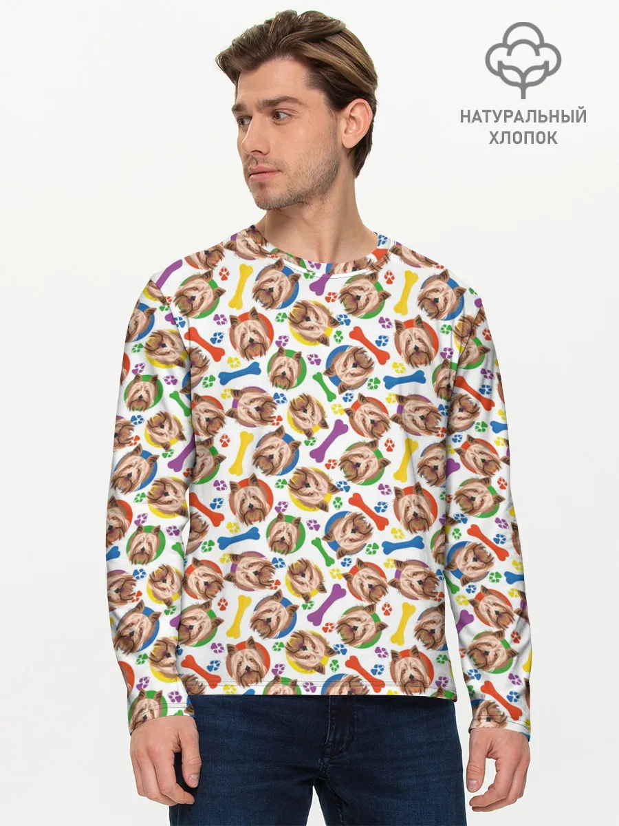 Мужской лонгслив базовый / Йоркширский Терьер