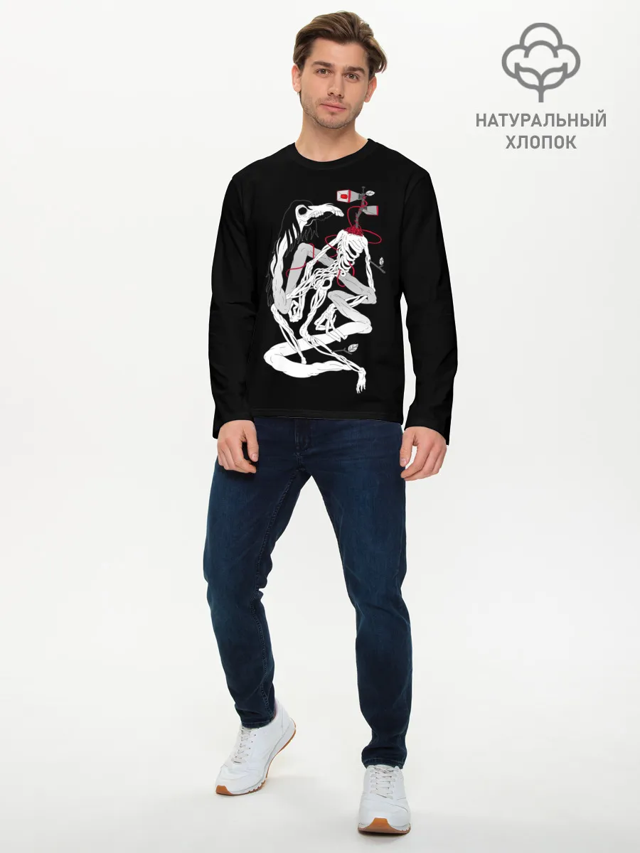 Мужской лонгслив базовый / СИРЕНОГОЛОВЫЙ И ЛОШАДЬ | SIREN HEAD & HORSE