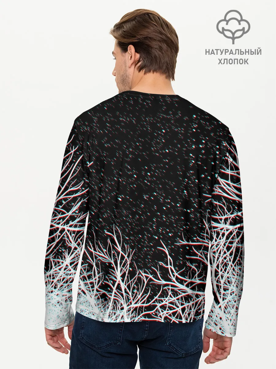 Мужской лонгслив базовый / СИРЕНОГОЛОВЫЙ ГЛИТЧ ЛЕС, КОСМОС