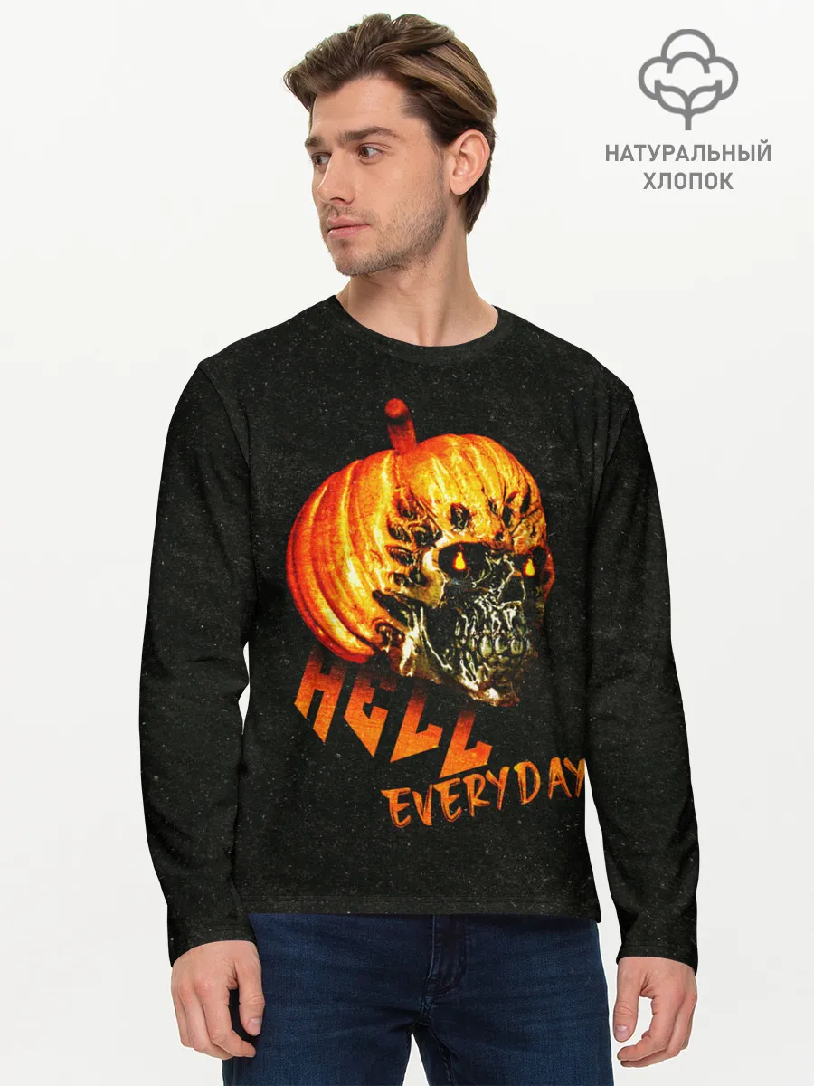 Мужской лонгслив базовый / Helloween / череп тыква/ scull pumkin