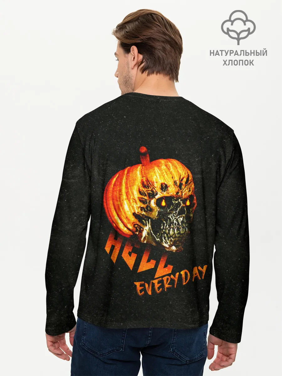 Мужской лонгслив базовый / Helloween / череп тыква/ scull pumkin