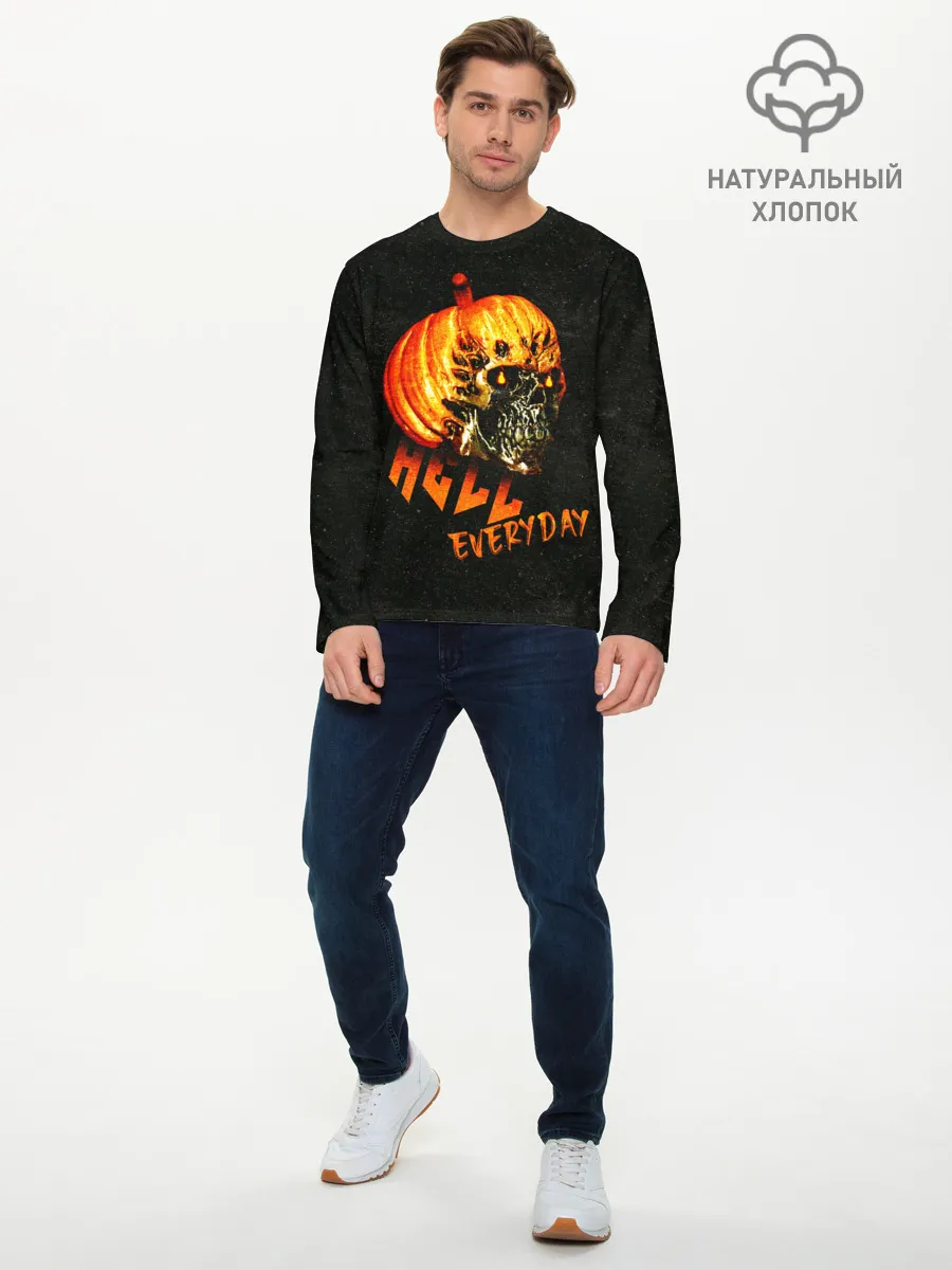 Мужской лонгслив базовый / Helloween / череп тыква/ scull pumkin