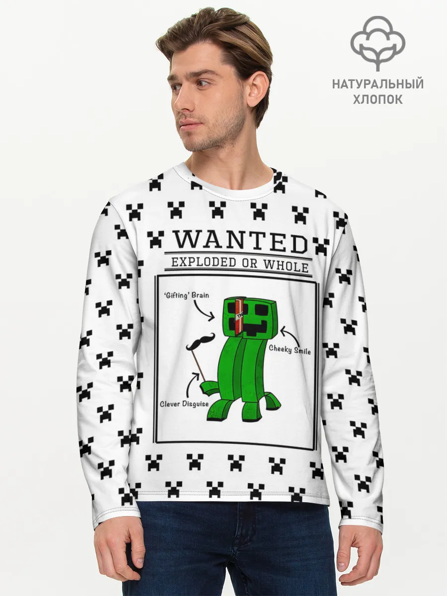 Мужской лонгслив базовый / Внутреннее строение Крипера | Minecraft