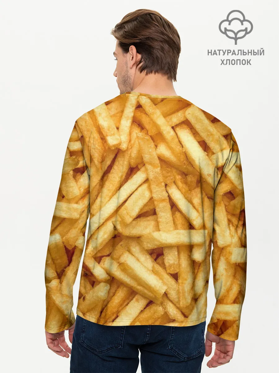 Мужской лонгслив базовый / Картошка фри/Фастфуд