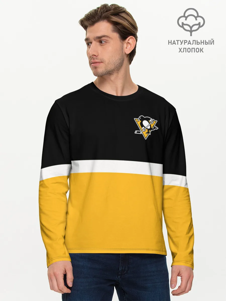Мужской лонгслив базовый / Питтсбург Пингвинз НХЛ