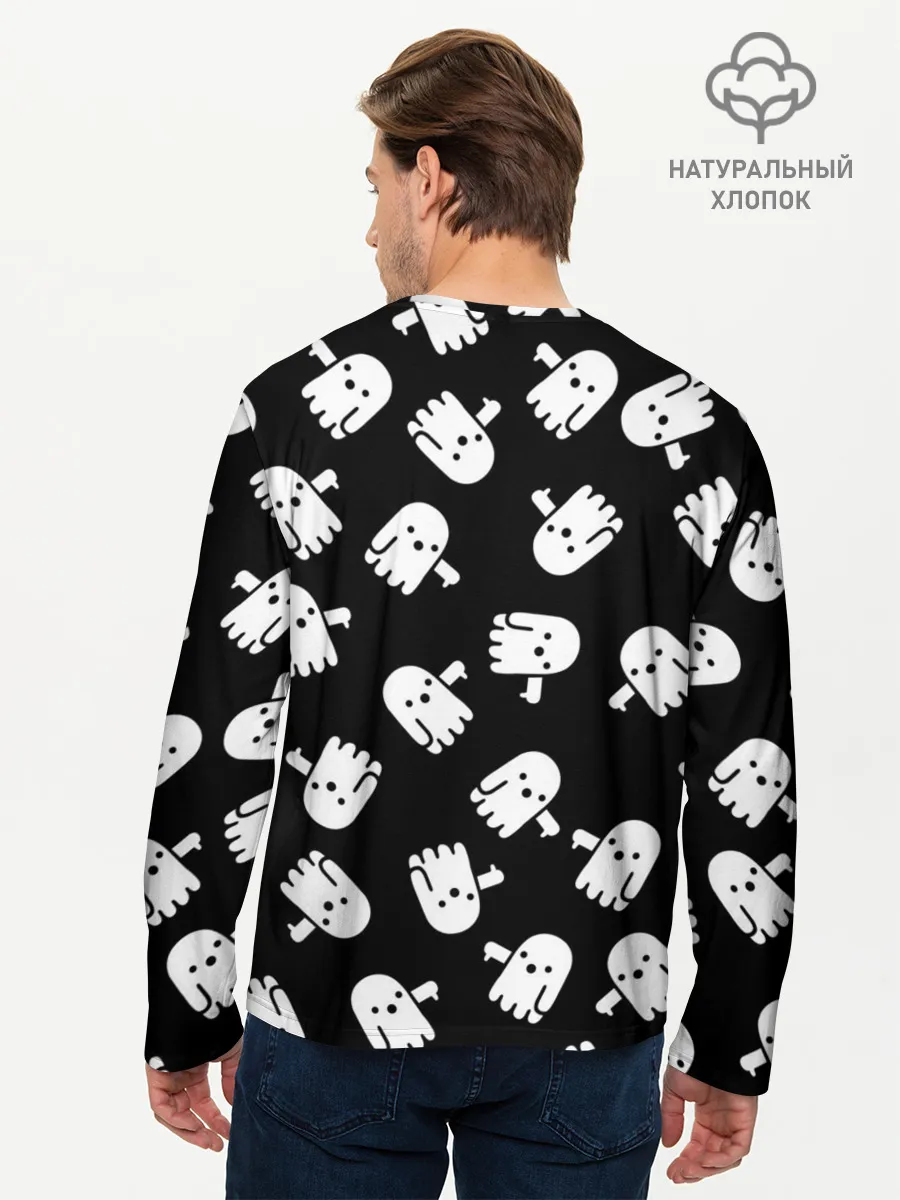 Мужской лонгслив базовый / ПРИВИДЕНИЯ УЗОР / HALLOWEEN