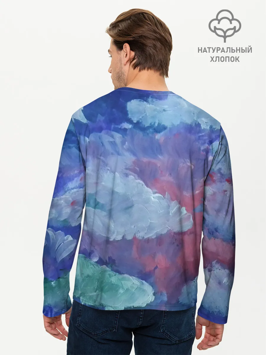 Мужской лонгслив базовый / Гуашевые облака