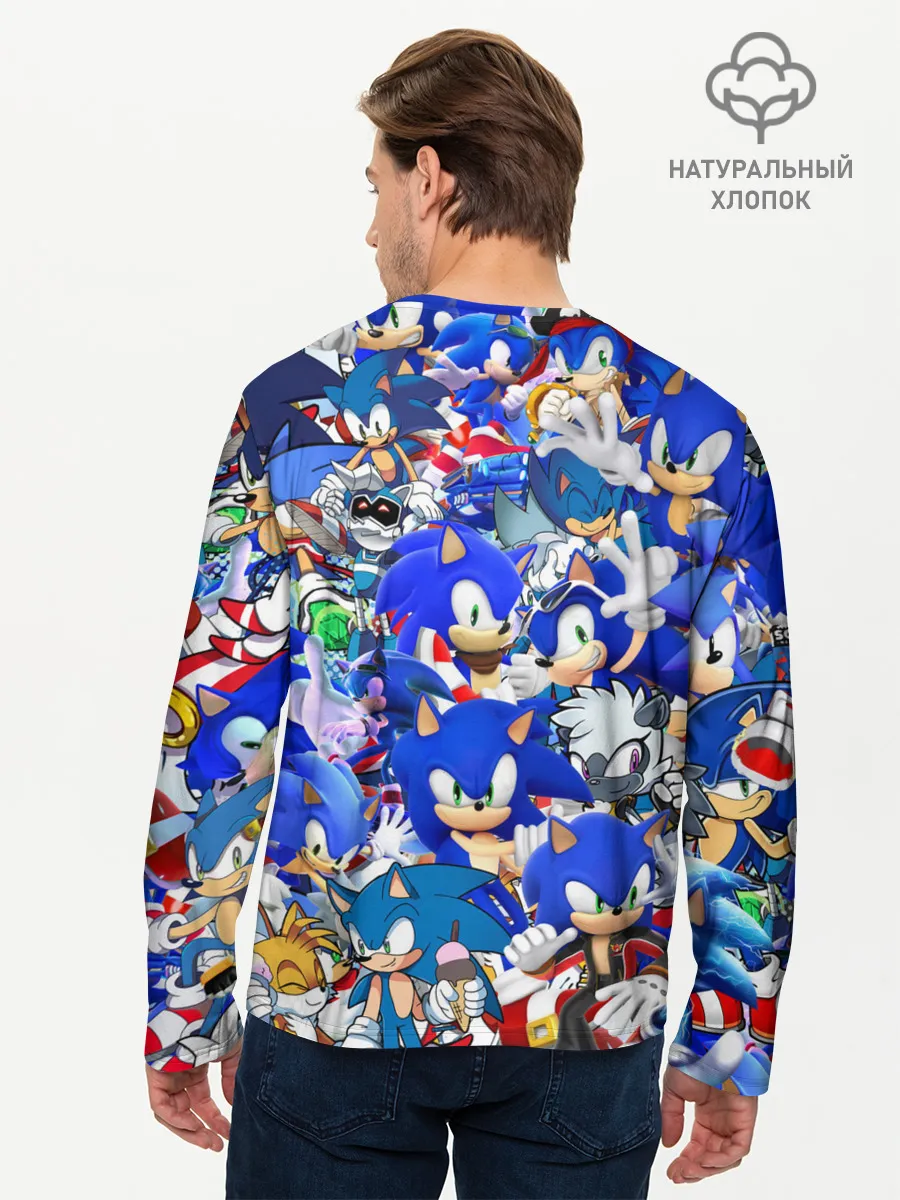 Мужской лонгслив базовый / SONIC СИНИЙ ЁЖ СОНИК