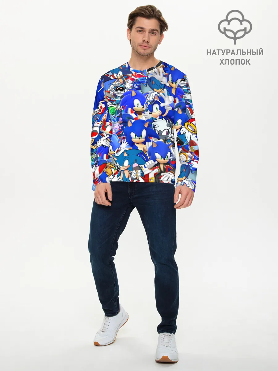 Мужской лонгслив базовый / SONIC СИНИЙ ЁЖ СОНИК