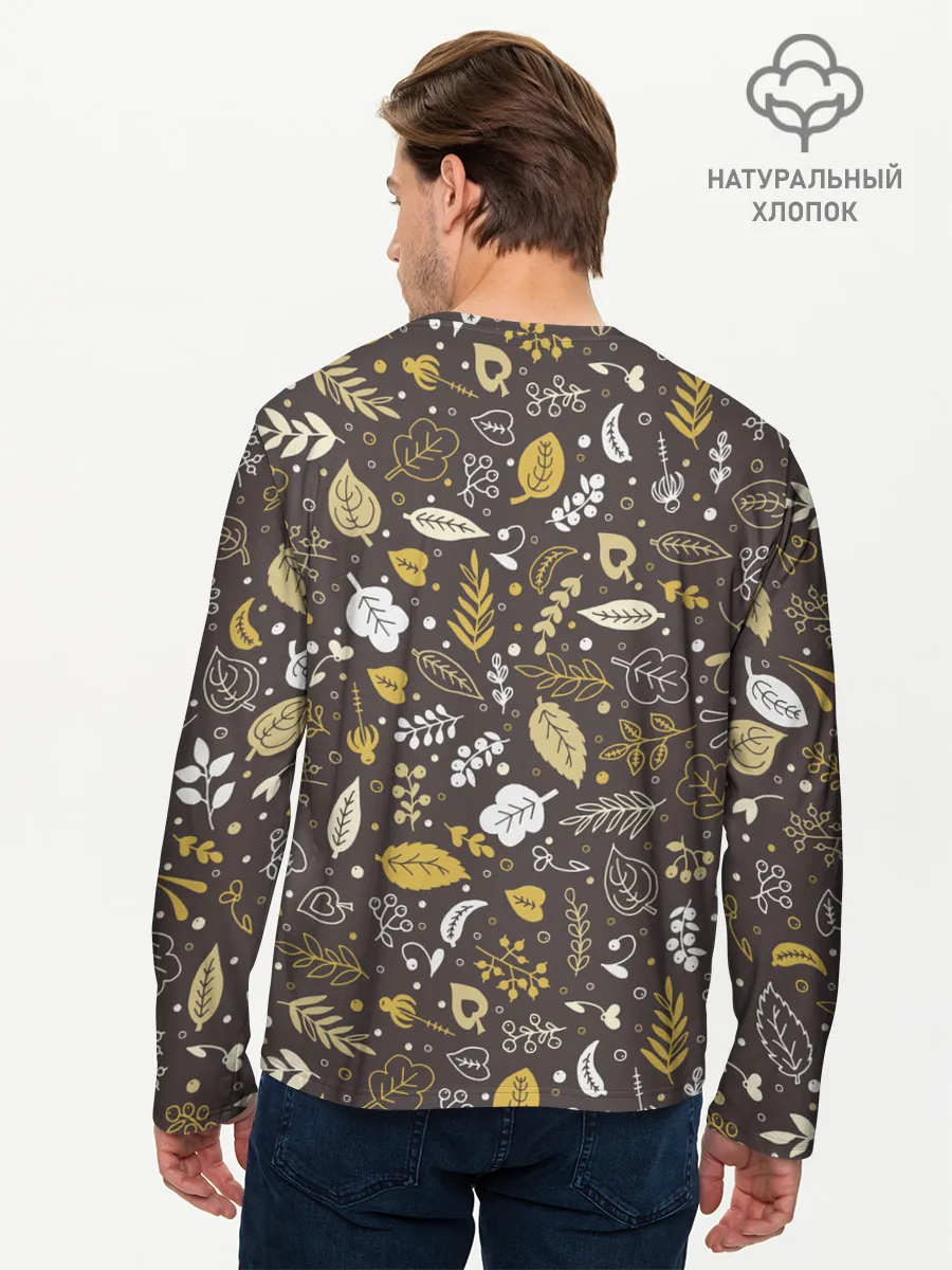 Мужской лонгслив базовый / Осенние листья и ягодки
