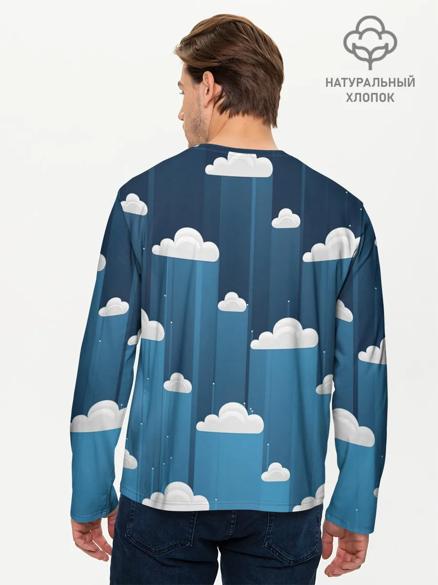 Мужской лонгслив базовый / Облака в очереди