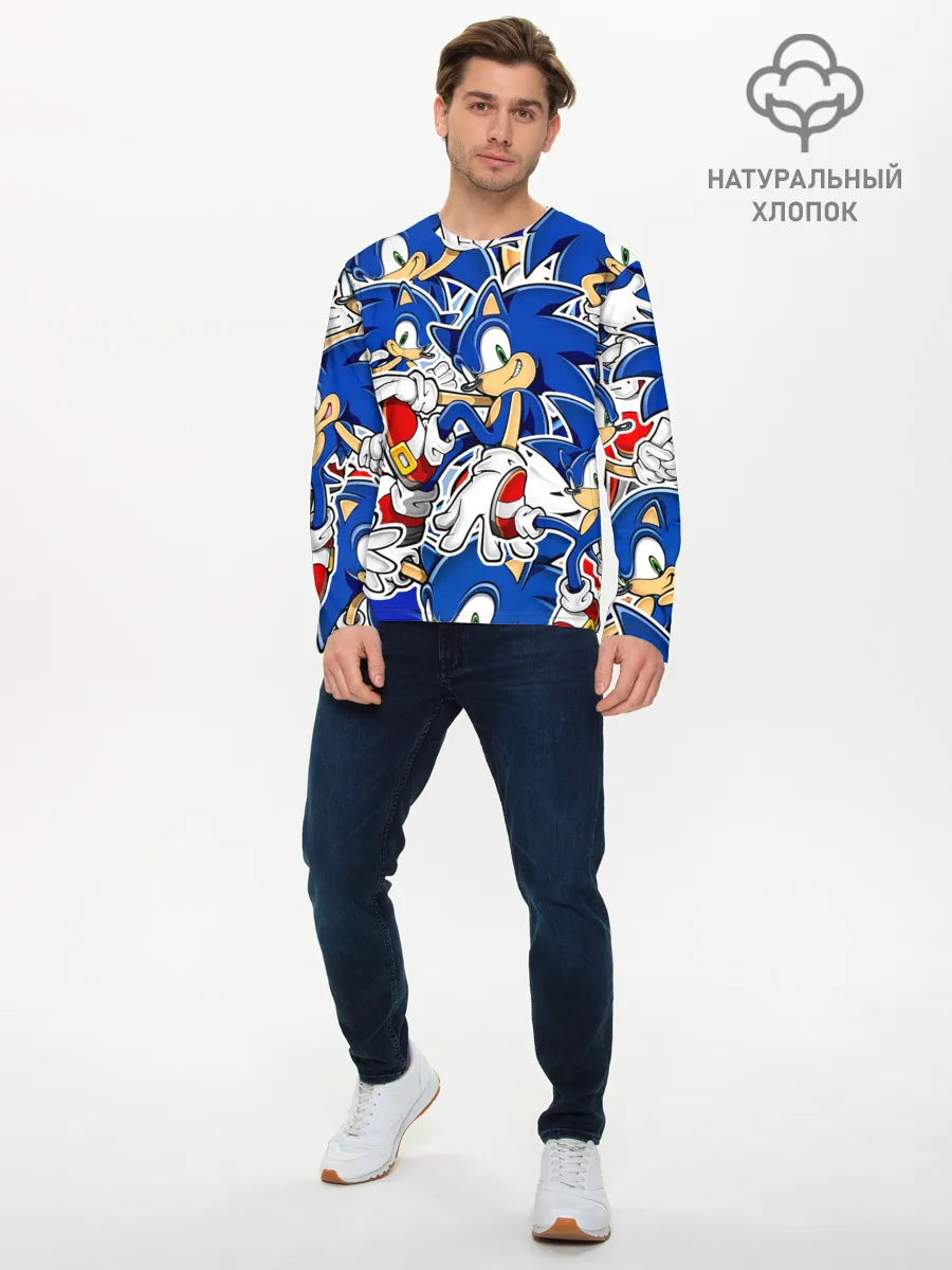 Мужской лонгслив базовый / SONIC ПАТТЕРН / СОНИК