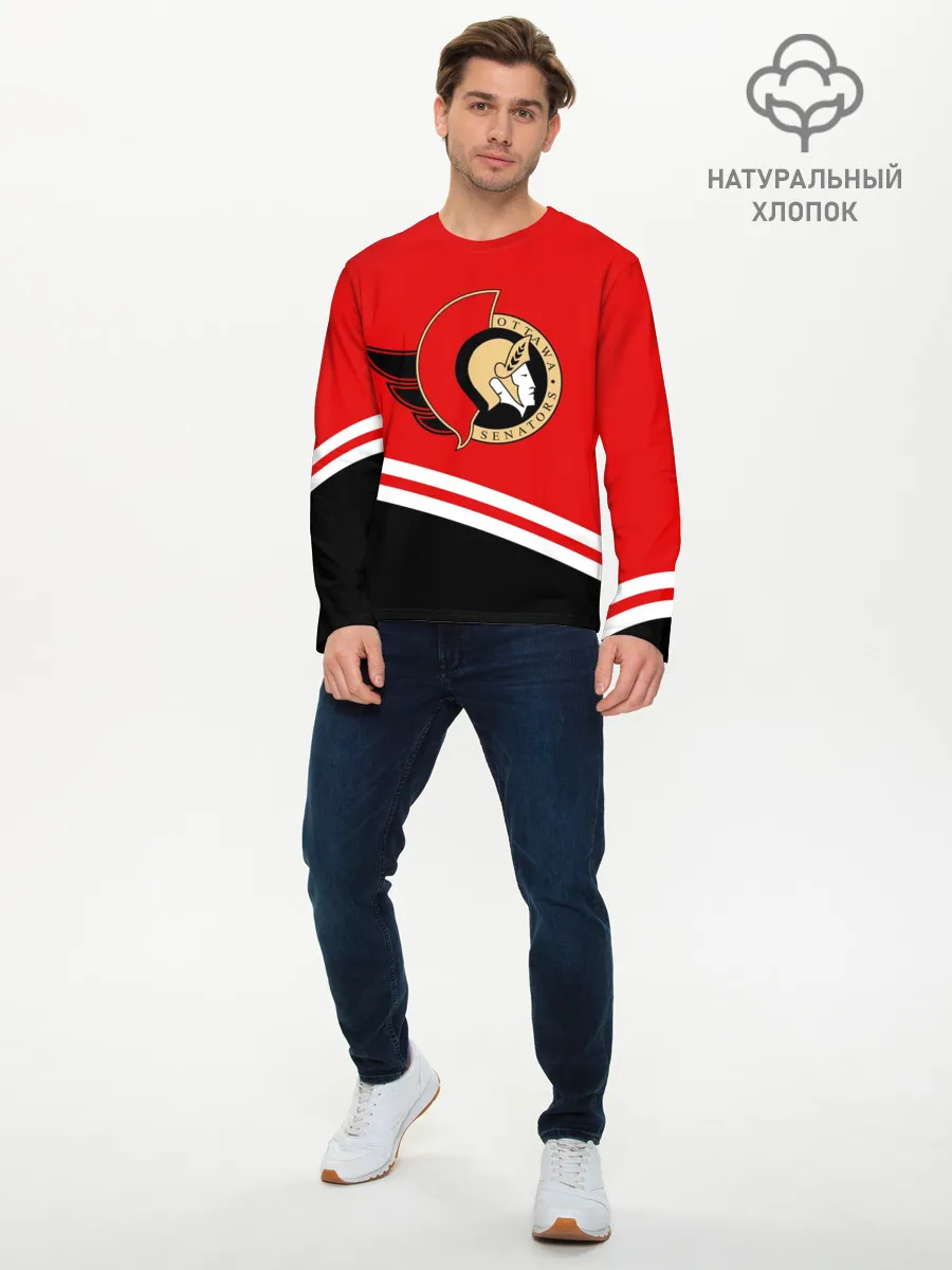 Мужской лонгслив базовый / Оттава Сенаторз.