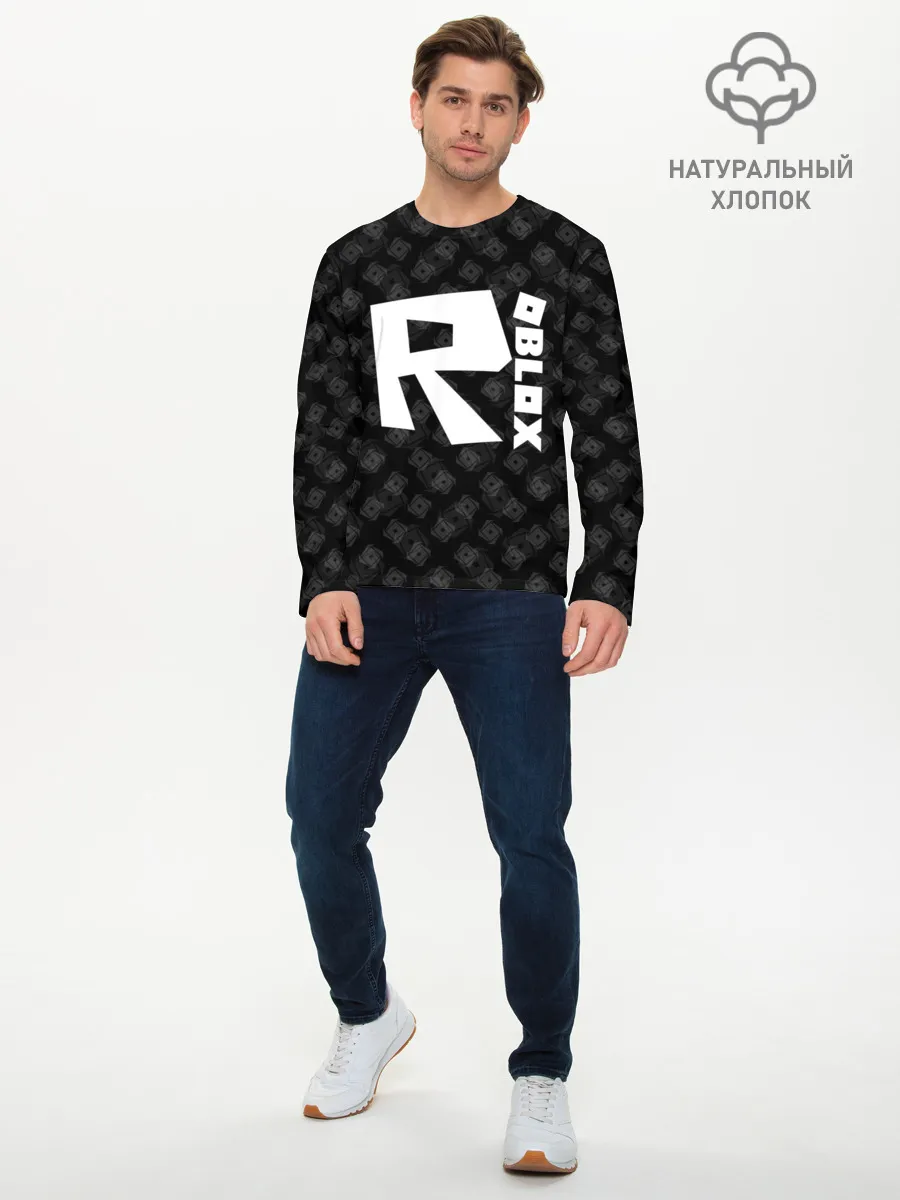 Мужской лонгслив базовый / РОБЛОКС ПАТТЕРН ЛОГОТИП