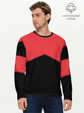 Мужской лонгслив базовый / ГЕОМЕТРИЯ МИНИМАЛИЗМ | КРАСНЫЕ ПОЛОСЫ