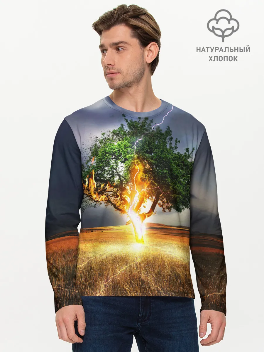 Мужской лонгслив базовый / Удар молнией