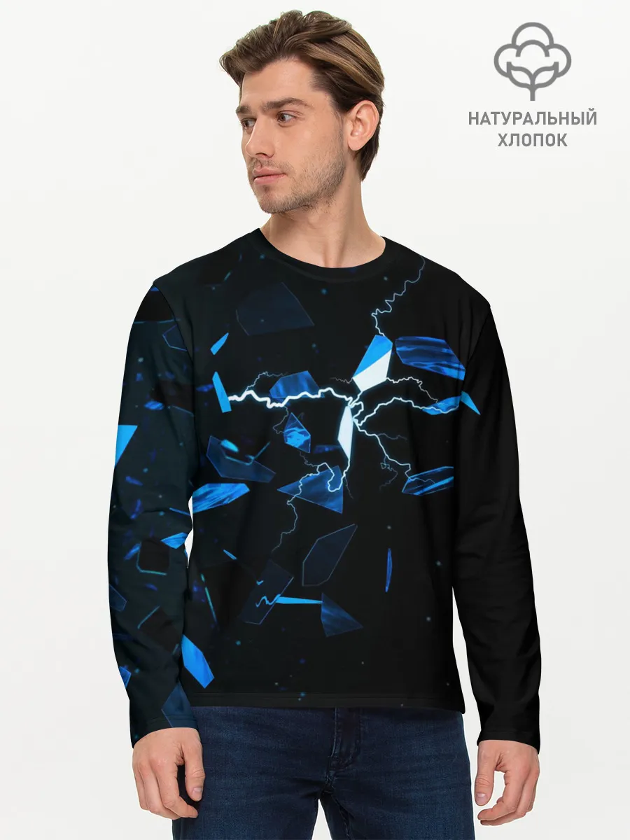 Мужской лонгслив базовый / Осколки стекла и молния