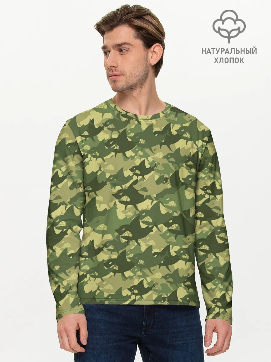 Мужской лонгслив базовый / Акулы