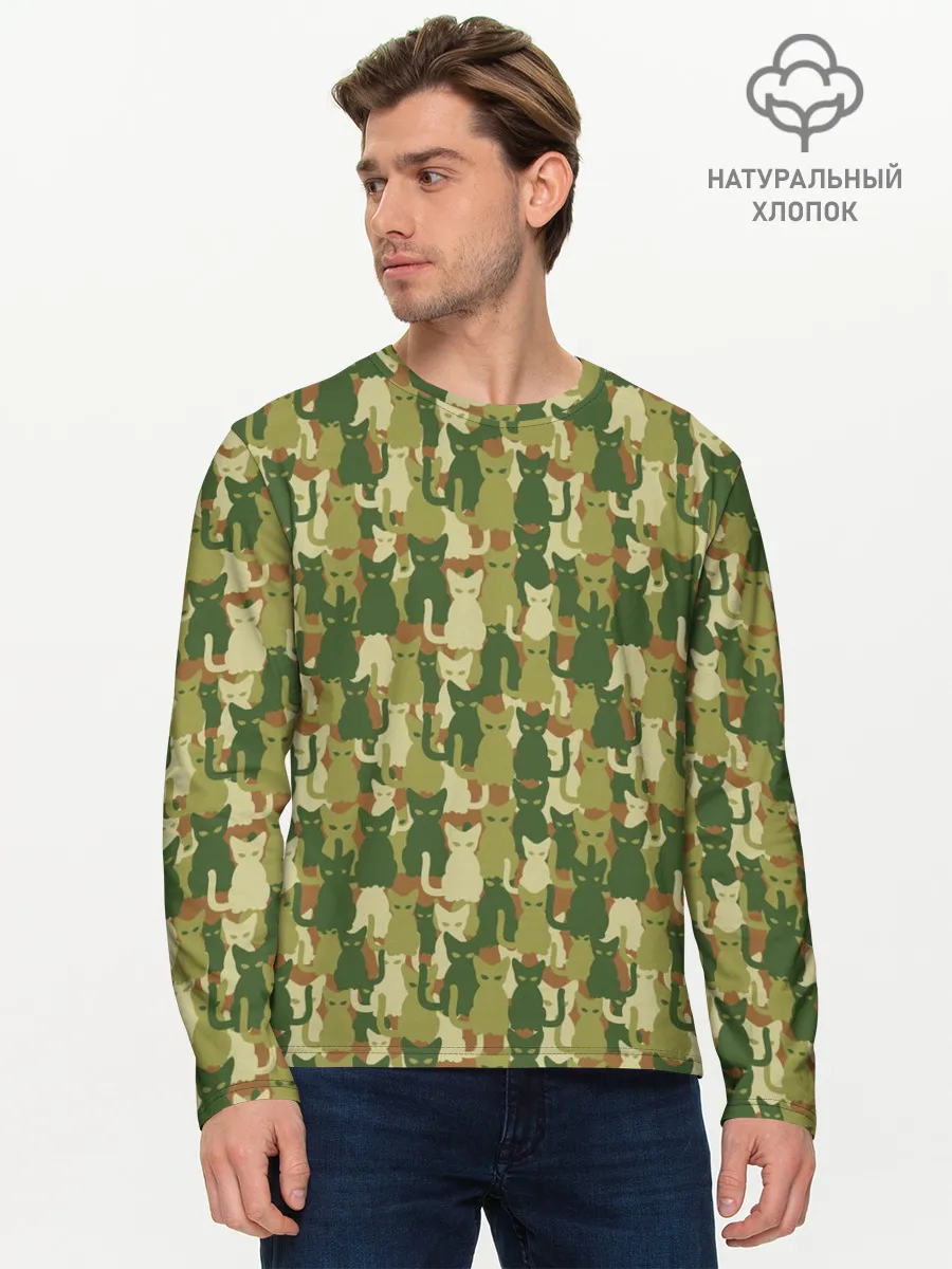 Мужской лонгслив базовый / Кошки