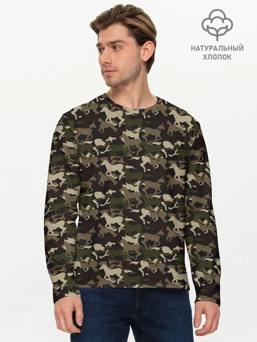 Мужской лонгслив базовый / Лошади