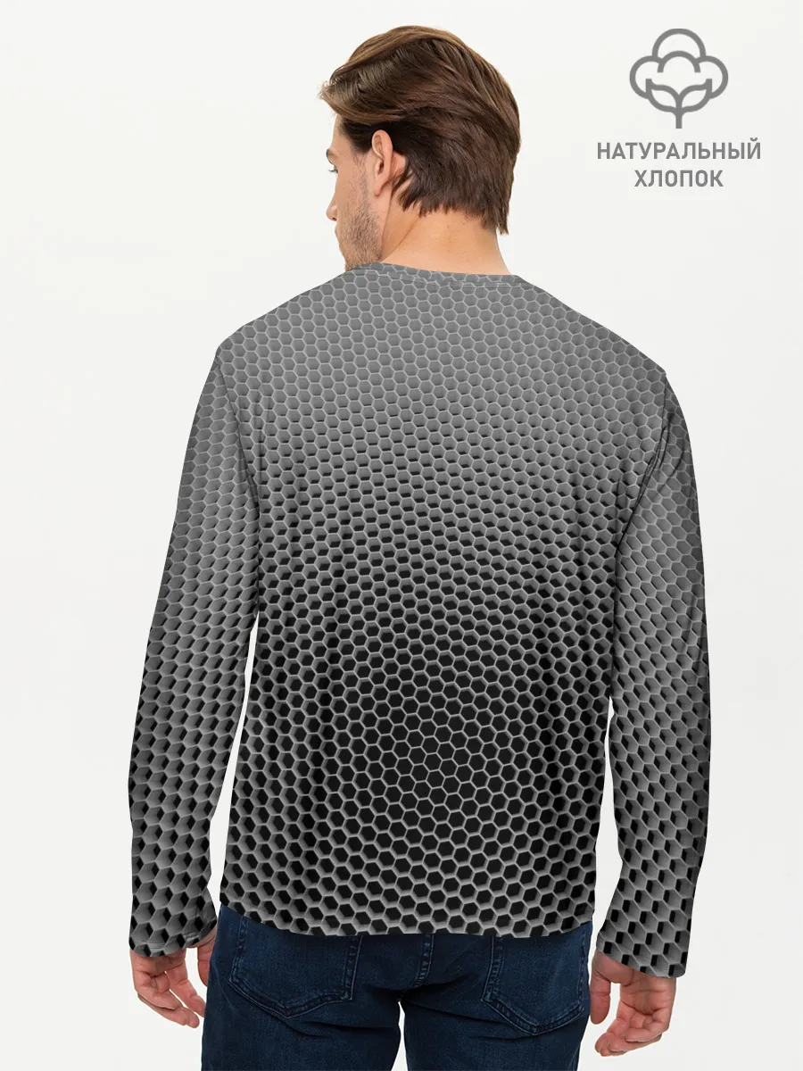 Мужской лонгслив базовый / шестиугольная сетка