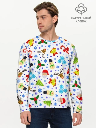 Мужской лонгслив базовый / Новогодний - Рождественский узор