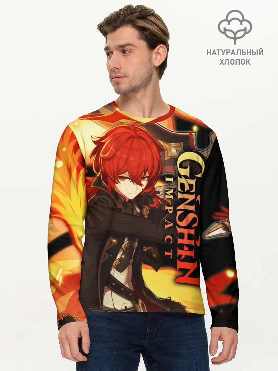 Мужской лонгслив базовый / Геншин импакт: Дилюк