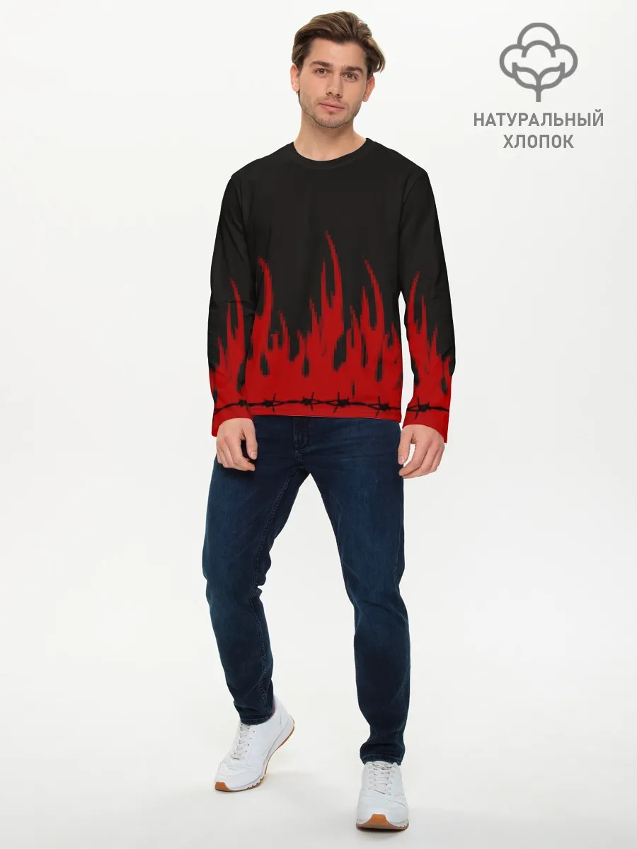 Мужской лонгслив базовый / Pixel Fire
