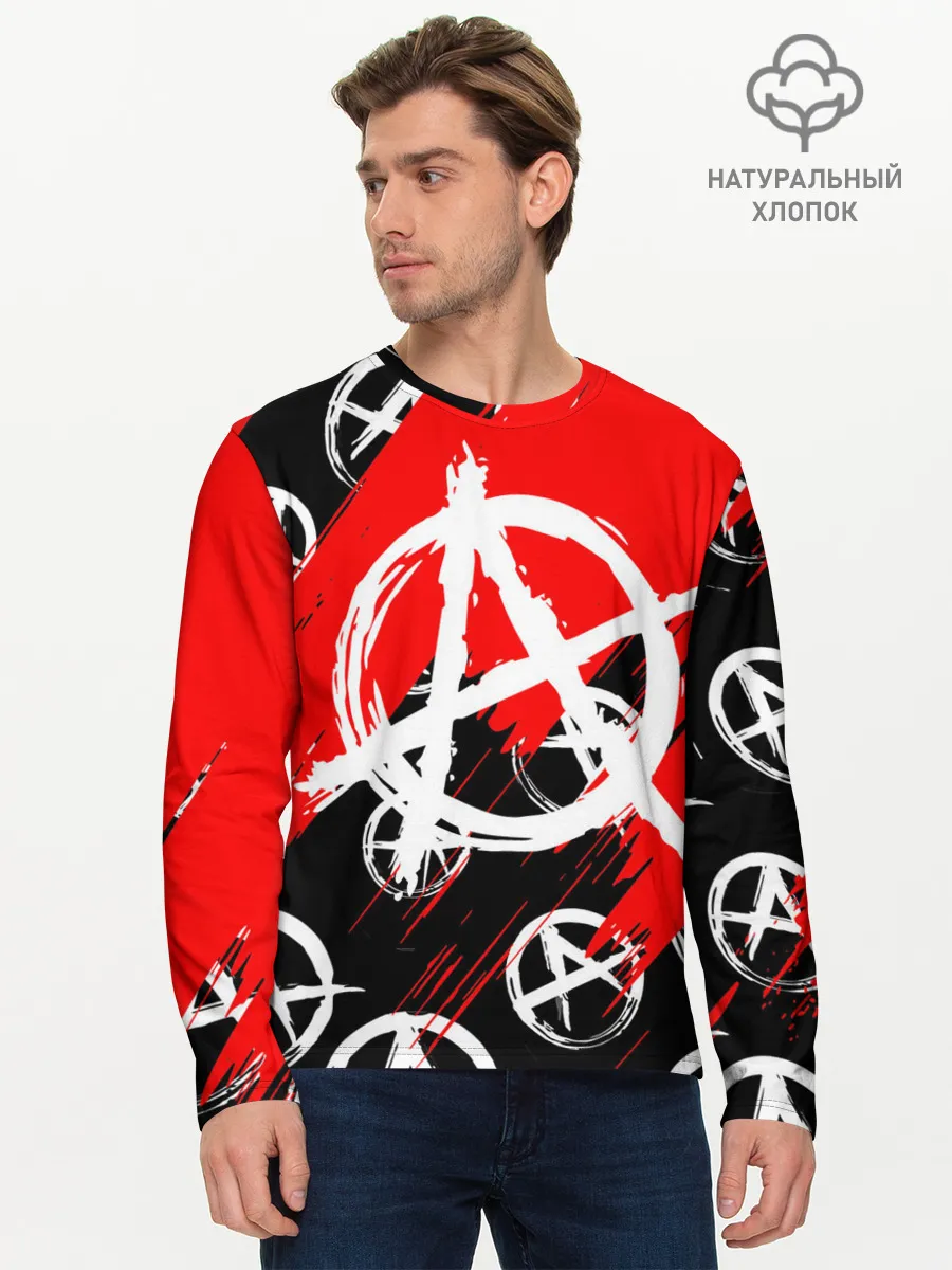 Мужской лонгслив базовый / анархия гражданская оборона | ПАТТЕРН