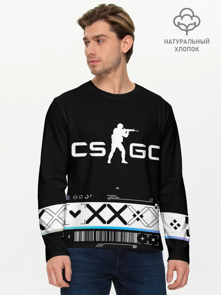 Мужской лонгслив базовый / Printstream | Поток информации | CS:GO